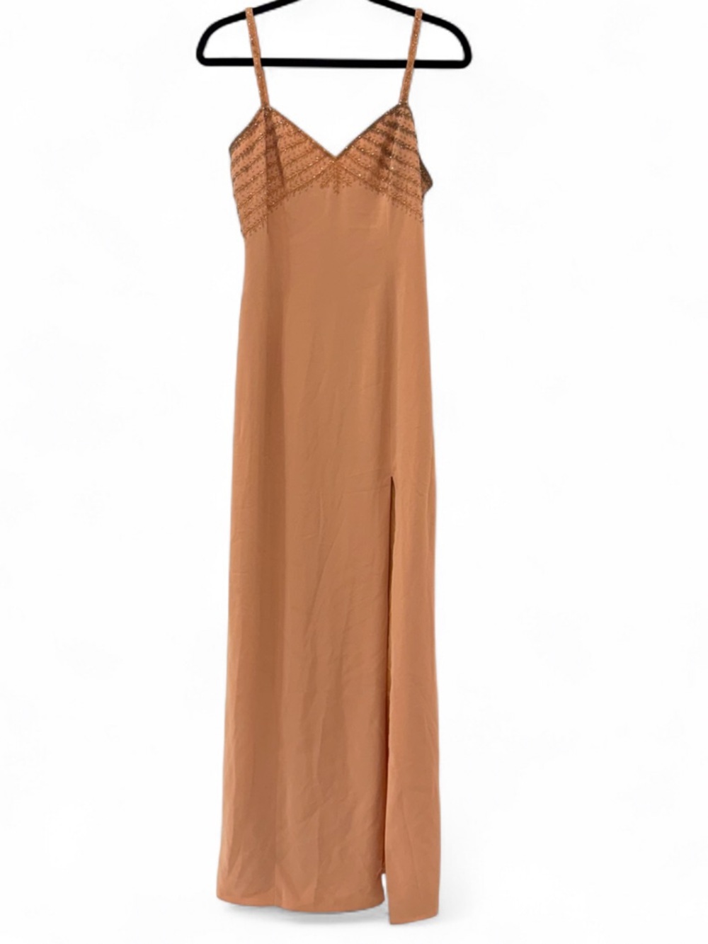 vintage 90s oleg cassini peach beaded formal gown
